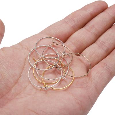 China Earring Stud Findings 50pcs 15 20 25 30 35mm Gold/Rhodium/KC Gold Metal Hoop Rings Earring Supplies Big For Jewelry Findings Accessories for sale