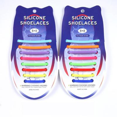 China Hot Sales Colorful Elastic Oval No Running Tie Silicone Lace Flat Sneaker Lazy Shoe Laces for sale