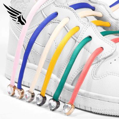 China Fashion Lazy Shoe Buckle No Tie Elastic Shoe Lace Metal Button Buckle Flat Elastic No Tie Laces Lock for sale