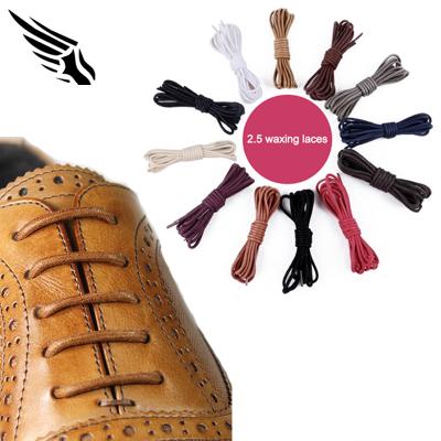 China High Quality Round Waxed Laces Leather Shoes Sport Casual 2.5mm Waxed White Lace for sale