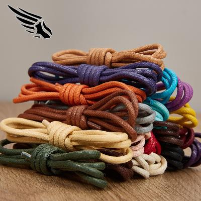 China Hot Selling Custom Round Waxed Laces Cotton Laces Wholesale Leather Martin Shoe Laces for sale