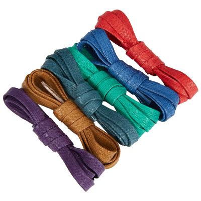 China Hot Selling Custom Made Unisex Cotton Waxed Boots Wax Leather Flat Shoe Laces Replacement Shoe Laces for sale