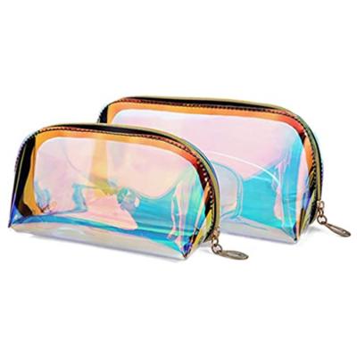 China New large of the laser bag TPU cosmetic bag waterproof cosmetic colorful storage bag, medium and small three-piece laser cosmetic bag for sale