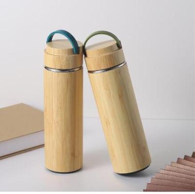 China 500ml 16oz PORTABLE Wooden Travel Insulated Stainless Steel Bamboo Mug With Lid Cool Coffee Mugs for sale