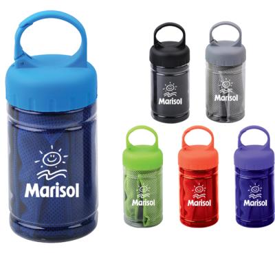 China Amazon Sustainable Hot Sale Premium 400ml Customized Logo Sports Plastic Drink Bottle With Quick Dry Towel Set for sale