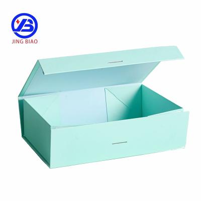 China Recycled Materials Make Your Own Brand Custom Luxury Handmade Recyclable Green And Pink Packaging Paper Magnetic Gift Box Collapsible Box With Ribbon for sale