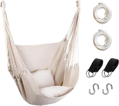 China Comfort Chair Hammock Comfortable Swing Chair Quality Cotton Hanging Weave For Indoor And Outdoor With Wooden Stick for sale