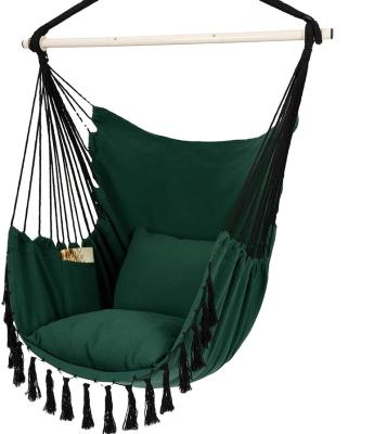 China Comfortable Outdoor Camping Hammock Canvas Kids Hanging Swing Hammock Chair with Iron Bar for sale