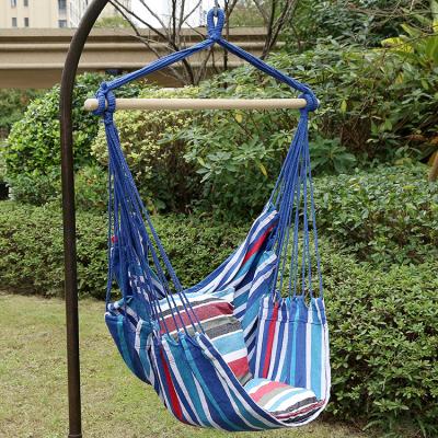 China Comfortable Wooden Stick Swing Recycled Cotton Hanging Chairs And Hammocks With Two Pillows For Indoor And Outdoor for sale