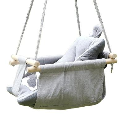 China Comfortable Customized Safe Cotton Patio Swings Outdoor Furniture Hanging Chair With Wood Rod for sale