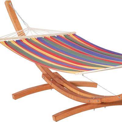 China Cozy Outdoor Wooden Comfort Bow Hammock Stand With Quilted Hammock for sale