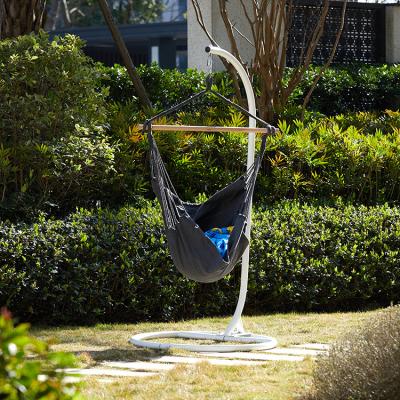 China Comfortable Outdoor Indoor Hammock Chair With Wooden Rod And Iron Stand for sale