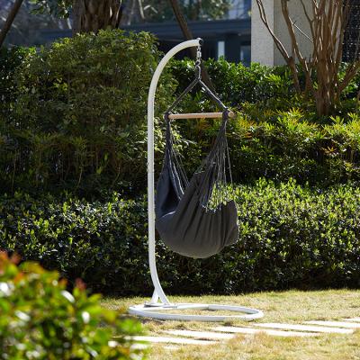 China Comfy hammock chair with macrame lace fringe tassel with wooden rod and stand for sale