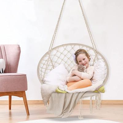 China Comfortable Hot Selling Indoor/Outdoor Macrame Hammock Macrame Chair With Stand for sale