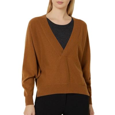 China Anti-pilling 100% pure cashmere V-neck pullover sweater for women for sale