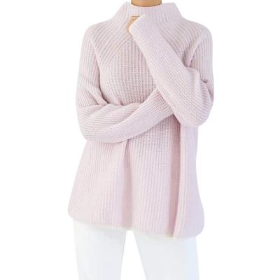 China Factory wholesale anti-pilling 100% cashmere sweater knitted women cashmere stand collar sweater for sale