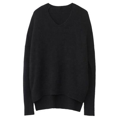 China Anti-pilling Cashmere Hoodie Sweater Side Split Special V-Neck Women Lady Knitted Pullover Pure Cashmere Sweater for sale