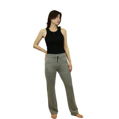 China Anti-wrinkle 100% cashmere pants knitted women softly refine elastic waist pants with drawstring for sale