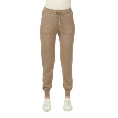 China Anti-Wrinkle 100% Pure Cashmere Sweatpants Simply Knit Drawstring Women Cashmere Trousers for sale