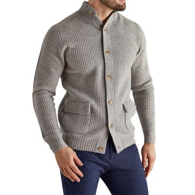 China Factory Supply Custom Anti-pilling Long Sleeve Sweater Chunky Knit Single Button Mens Wool Cashmere Cardigan for sale