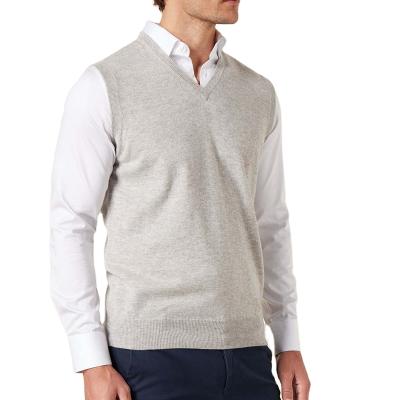 China Classic V-neck 100% pure cashmere fashion anti-pilling sweater vest sleeveless knitted sweater for men for sale