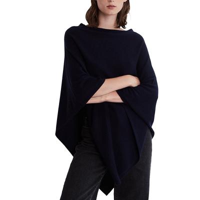 China Cashmere 70%wool 30%cashmere Wool Knitted New Design Solid Color Women Cashmere Poncho Shawl for sale