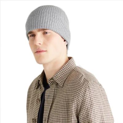 China Autumn Winter Ribbed Pure Cashmere Beanie 100% Common Good Quality for sale