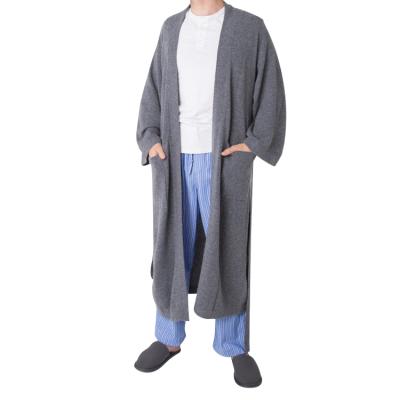 China Breathable China Customized Popular Classic Knitted Bathrobes With Pockets Soft Cashmere Long Robe For Men for sale