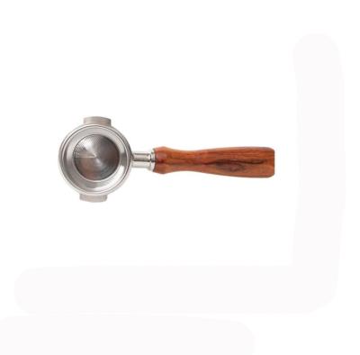 China Portafilter 2 Portafilter 2 58 mm E61 Sustainable 304 Stainless Steel Wooden Handle Double Ear for sale