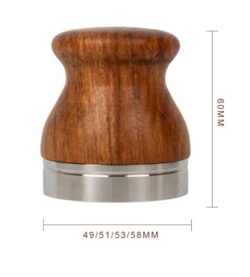 China Wooden Barista Tool Stainless Steel 3 Leaf Coffee Leveler Macaron Espresso Tamper Wooden Coffee Dispenser 53mm for sale