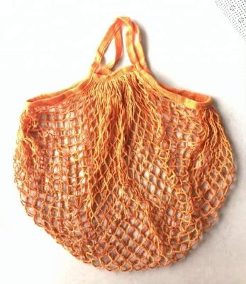 China 100% Eco-friendly Reusable Cotton Mesh Tote Fruit Bag With Short Net Handles for sale