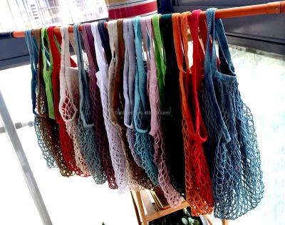 China 100% Eco-Friendly Short Handle Reusable Mesh Shopping Cotton Net Bags for sale