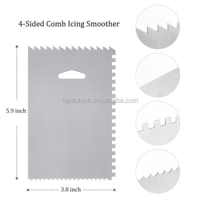 China Sustainable 4 Sides Stainless Steel Ice Smoother / Scraper For Cake Decoration for sale