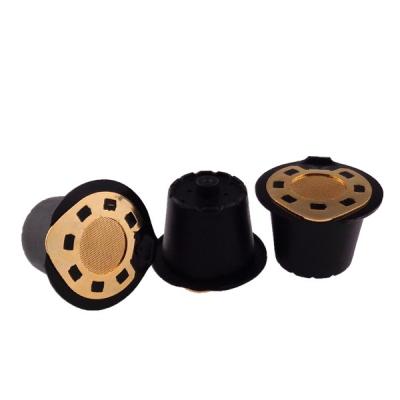 China Compatible Brewing Coffee Gold Thin Layer Nespresso Plastic Refillable Capsule for sale