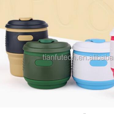 China Factory Sustainable Supply Reusable Outdoor Silicone Folded Keep Coffee Cup Mug for sale