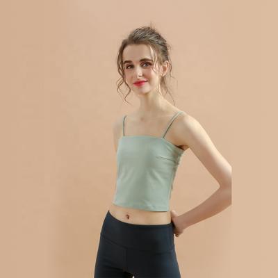 China Women's Simple And Soft Gym Fitness Gym Waistband Breathable Vest 87% Nylon + 13% Spandex Yoga Vest for sale