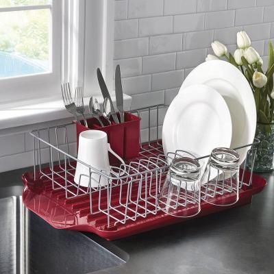 China Farberware 3 Piece Professional Red Kitchen Dish Rack for sale