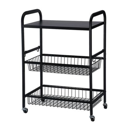 China Third Floor Removable Kitchen Trolley Utility Cart With Baskets , Kitchen Storage Trolley Cart for sale