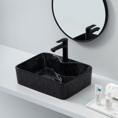 China European hot sale waterproof art basin bathroom porcelain best quality black color cheap countertop washroom ceramic sink for sale