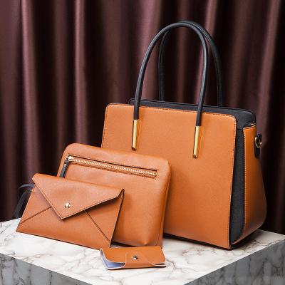 China 2021 High Quality New Arrivals Wholesale Handbags Purse Set Women Tote Bag Single-Shoulder Messenger 3pcs Bag Luxury Female Handbag Large for sale