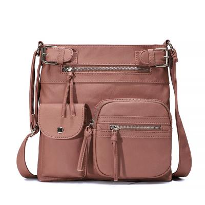 China Polyester Westal Multi Pocket Cross - Body Bag For Women Shoulder Bag Ultra Soft Washed Leather Vegan Shoulder Purse Bag for sale