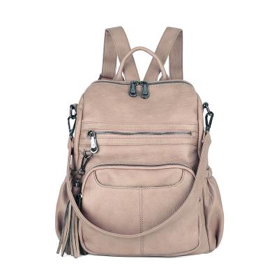 China DK8532 Waterproof Backpack Purse for Women Fashion Designer Travel Large Ladies Leather Shoulder Bags with Tassel Waterproof Backpack for sale