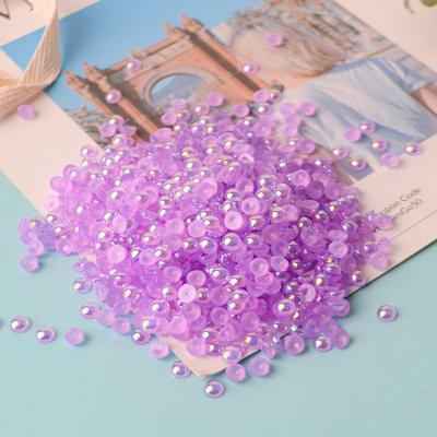 China 3-6mm high quality fashionable ab colors plastic round bead half shape flat back pearl beads for handmade nail art for sale