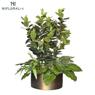 China Art Decor Wholesale High Quality Plants 100cm Diameter Metal Potted High End Decorative Artificial Tree for sale