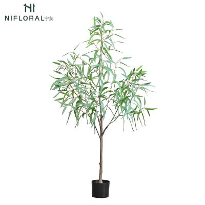 China Art Decor 2022 New Eucalyptus Long Leaves Home Decor Artificial Plants And Trees for sale