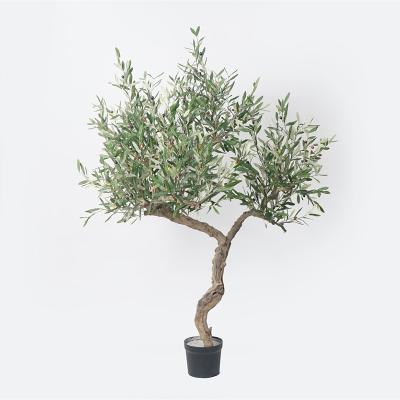 China Art Decor Height 190cm Almost Natural Artificial Fabric Leaves Olive Tree With Natural Trunks for sale