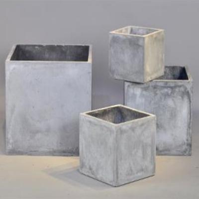 China Art Decor Gray Color Flower Pots And Planters Decorative Square Garden Planter For Plants for sale