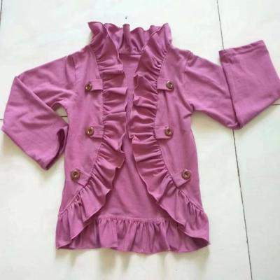 China Sustainable Fashion Open Top Girl Solid Purple Baby Clothes Shirts With Button for sale