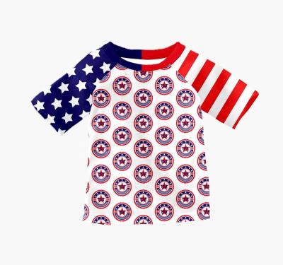 China Viable Kids Summer 4th of July Style Toddler Independence Day Clothing Raglan Shirt Short Sleeve for sale