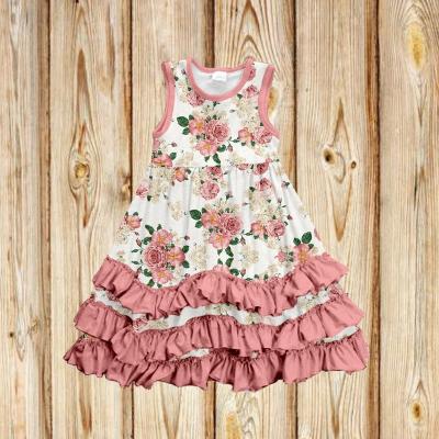 China Wholesale New Arrival Breathable Toddler Babies Dress Flower Sleeveless Dresses 0-16T for sale